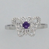 Natural Amethyst "BUTTERFLY" Ring 925 Sterling Silver