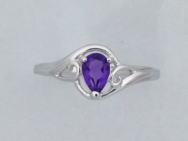 Pear Shape Natural Amethyst Ring 925 Sterling Silver
