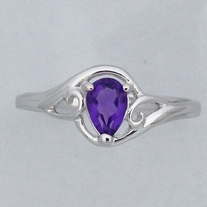 Pear Shape Natural Amethyst Ring 925 Sterling Silver