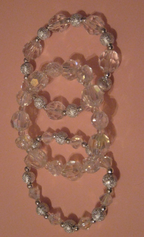 Silvered Acrylic Stretch Bracelets