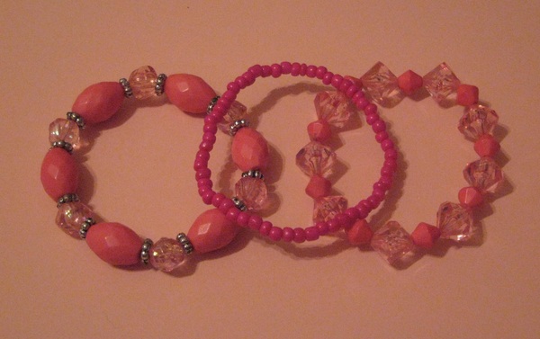 Hot Pink Acrylic Stretch Bracelets