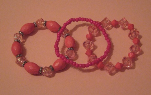 Hot Pink Acrylic Stretch Bracelets