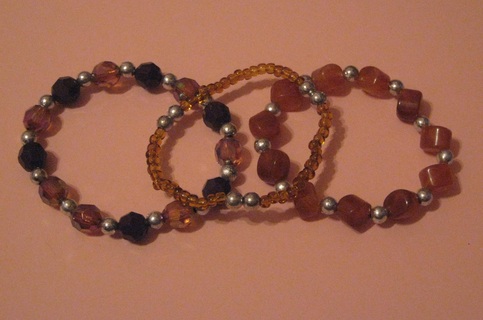Brown Acrylic Stretch Bracelets