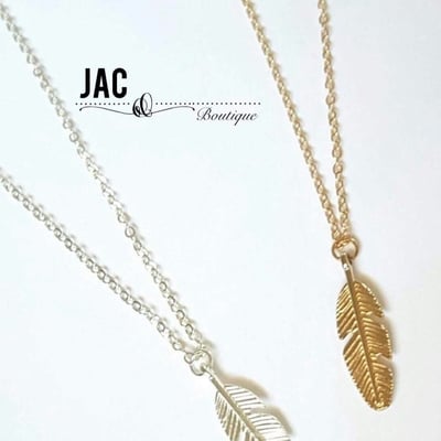 Feather charm - long necklace - gold tone long necklace - silver tone long necklace - feather long necklace 26"