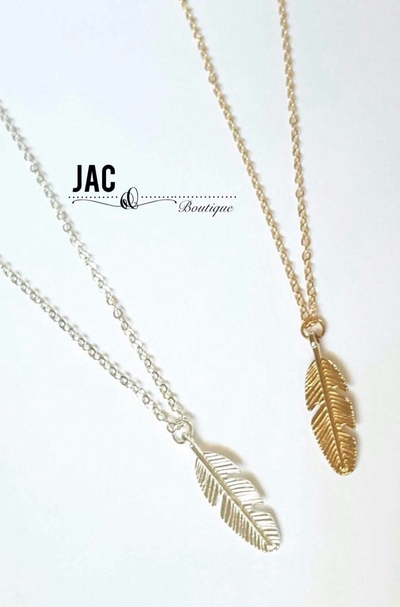 Feather Charm - Long Necklace - Gold tone long Necklace - Silver tone long Necklace - Feather Long Necklace 26"