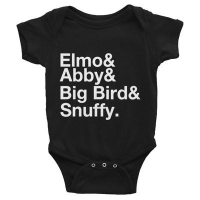 Elmo & abby & big bird & snuffy (sesame street ampersand) infant short sleeve one-piece