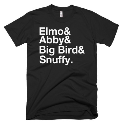 Elmo & abby & big bird & snuffy (sesame street ampersand) short sleeve men's t-shirt