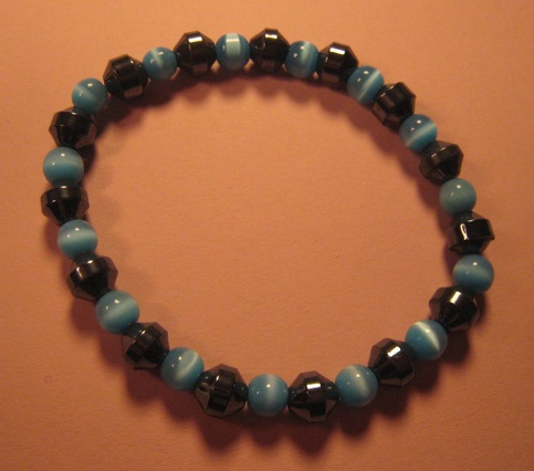 Teal Cat's Eye & Hemalyke Bracelet