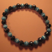 Teal Cat's Eye & Hemalyke Bracelet
