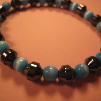 Teal Cat's Eye & Hemalyke Bracelet