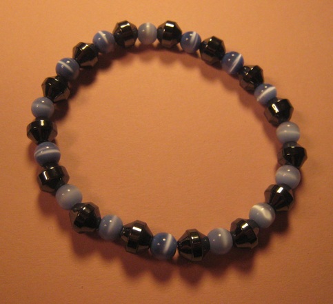 Dk Blue Cat's Eye & Hemalyke Bracelet