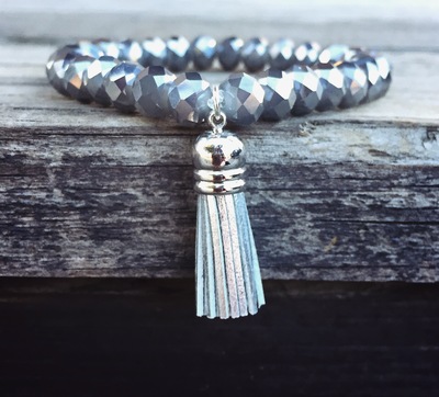 Silver Tassel Crystal Bracelet