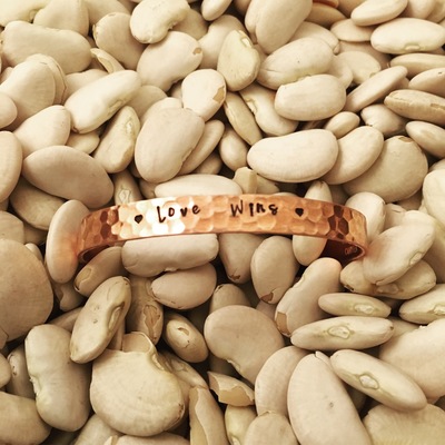 Love Wins Hand Stamped Copper Bracelet