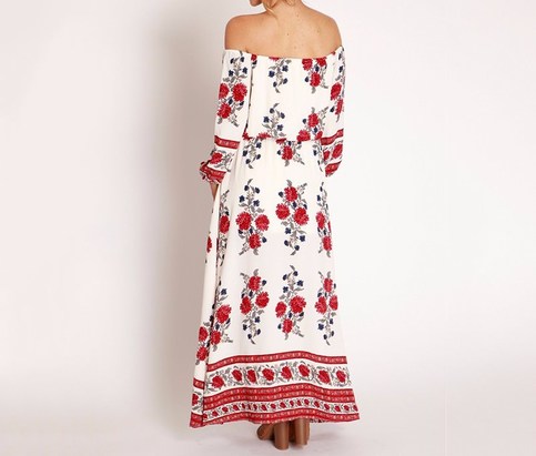 Bohemian Maxi Off Shoulder Dress