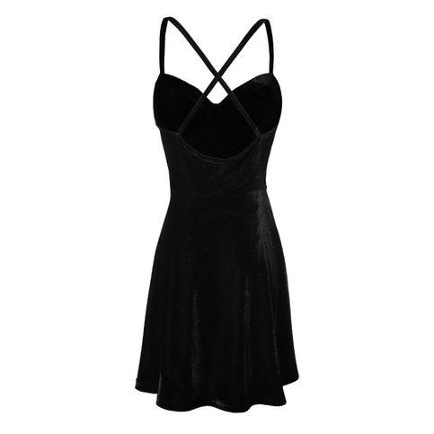 Black Velvet Underwire Bustier Skater Dress