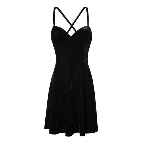 Black Velvet Underwire Bustier Skater Dress