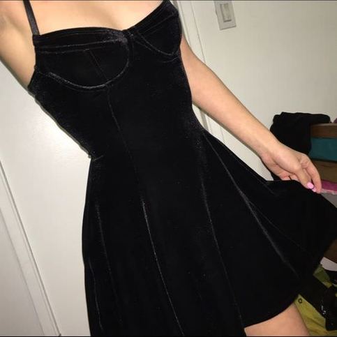 Black Velvet Underwire Bustier Skater Dress
