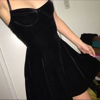 Black Velvet Underwire Bustier Skater Dress