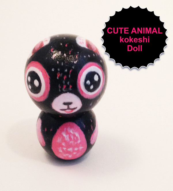 Cute cat Kokeshi Doll