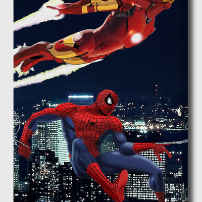 Iron man & spider-man - mounted canvas wrap 