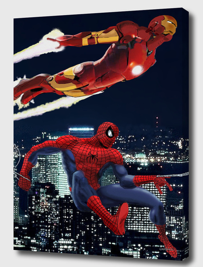 Iron Man & Spider-Man - Mounted Canvas Wrap 
