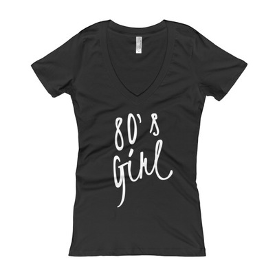 80's girl women's v-neck t-shirt - Thumbnail 3