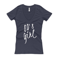 80's Girl Women's V-Neck T-shirt - Thumbnail 1