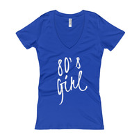 80's Girl Women's V-Neck T-shirt - Thumbnail 3