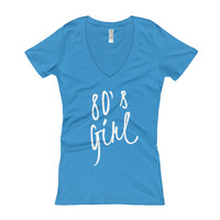 80's Girl Women's V-Neck T-shirt - Thumbnail 4