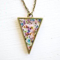 Real Pressed Flower and Resin Necklace in Party Mix (Reds, Oranges, Yellows, Greens, Blues, Purples, and Pinks Mix)