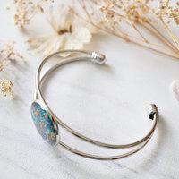 Real Dried Flowers and Resin Bracelet in Blue Party Mix - Thumbnail 3