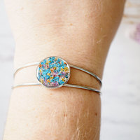 Real Dried Flowers and Resin Bracelet in Blue Party Mix - Thumbnail 4