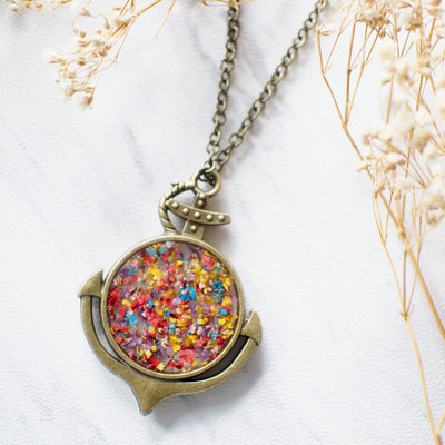 Real dried flowers in resin anchor necklace in party mix