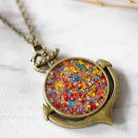 Real Dried Flowers in Resin Anchor Necklace in Party Mix - Thumbnail 1
