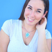 Real Pressed Flower and Resin Leaf Necklace - Thumbnail 1