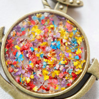 Real Dried Flowers in Resin Anchor Necklace in Party Mix - Thumbnail 4