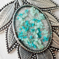 Real Pressed Flower and Resin Leaf Necklace - Thumbnail 4