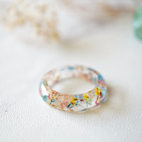Real Pressed Flower and Resin Ring in Party Mix - Thumbnail 1