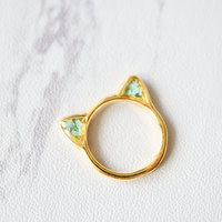 Real Pressed Flower and Resin Cat Ring in Baby Blues - Thumbnail 1