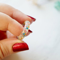 Real Pressed Flower and Resin Ring in Party Mix - Thumbnail 2