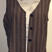 Striped Long Vest - Thumbnail 2