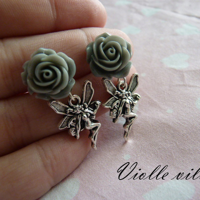 Rose and fairy earrings