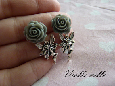 Rose and fairy earrings