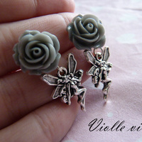 Rose and fairy earrings - Thumbnail 1