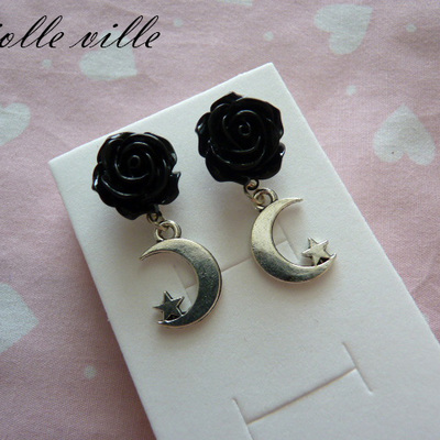 Rose and moon earrings