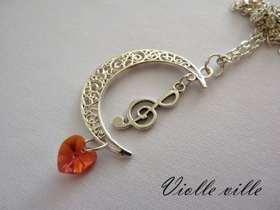 Moon and music necklace