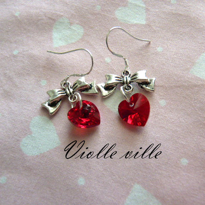Heart and bow earrings