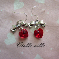 Heart and bow earrings - Thumbnail 2