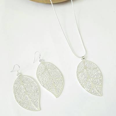Leaf Jewelry Set - Silver Jewelry Set - Anniversary Gift