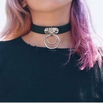 Double ring black choker
